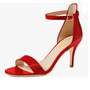 FSJ Red Comfy Open Toe Summer Sandal Ankle Strap High Heels Shoes